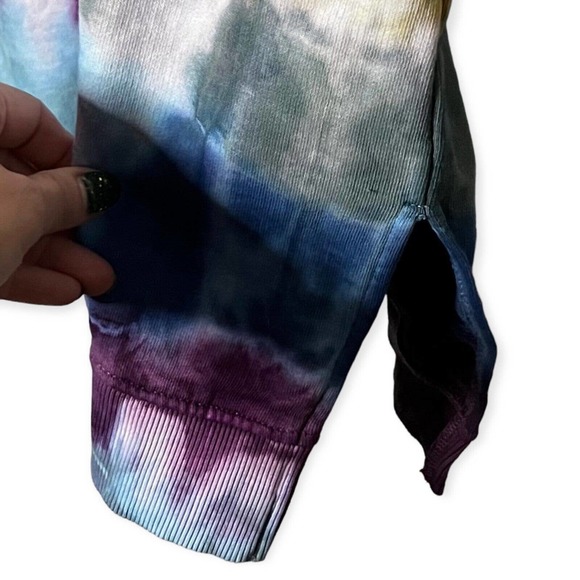 Hand Tie Dyed Upcycled Multicolor French Terry Short Sleeve Sweatshirt Women's M - Picture 9 of 11